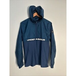 Under Armour Mens Medium Training Pullover 1/4 Zip Hooded Jacket Teal Blue Green